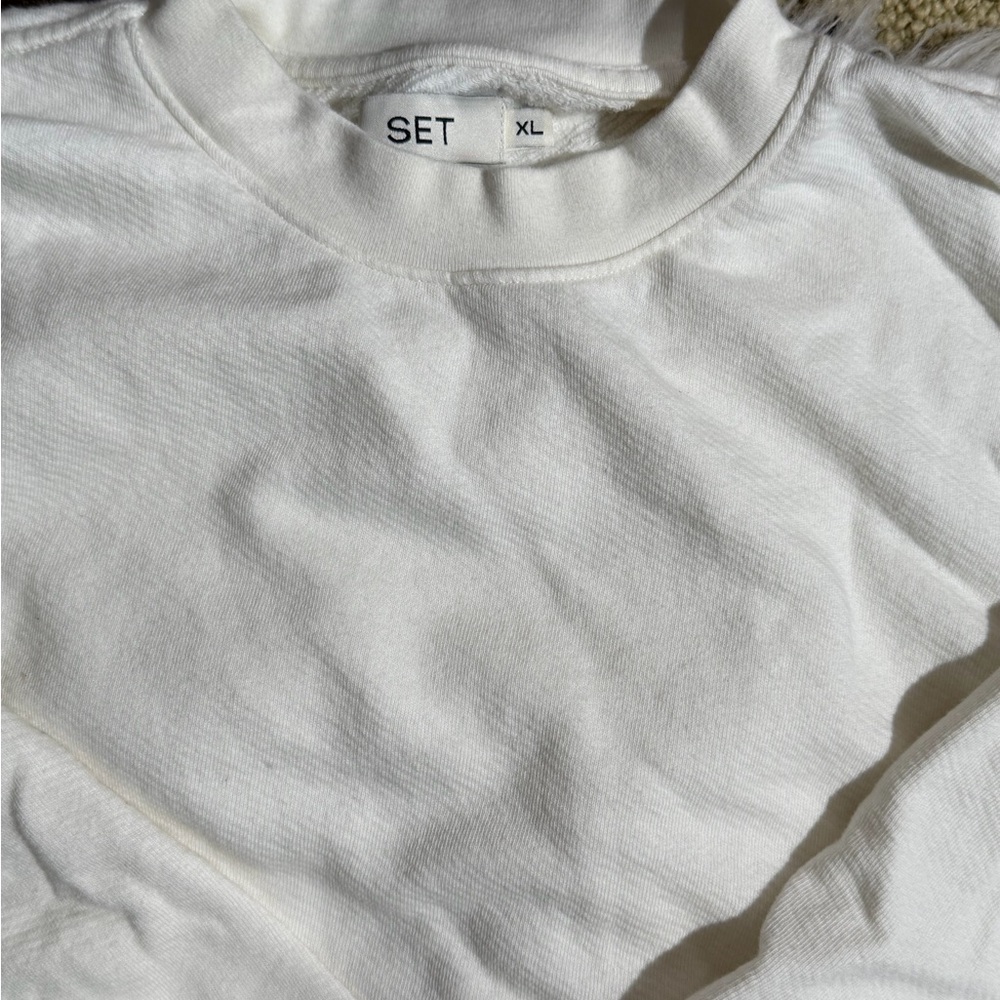 SET Active XL Lightweight Sweats Crewneck Sweatshirt Sweater White Cream - Picture 4 of 8